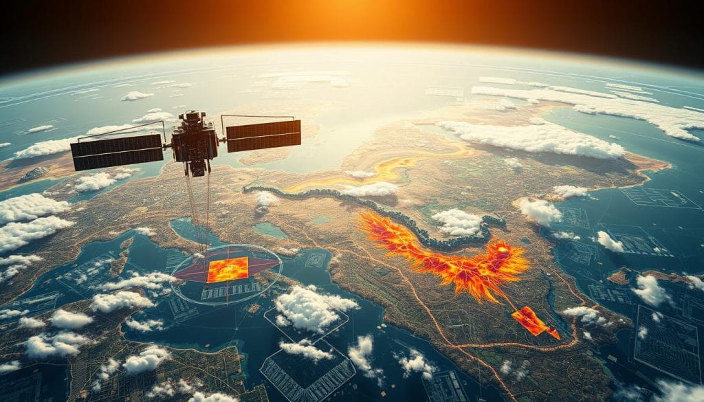 High-resolution satellite imagery capturing environmental data