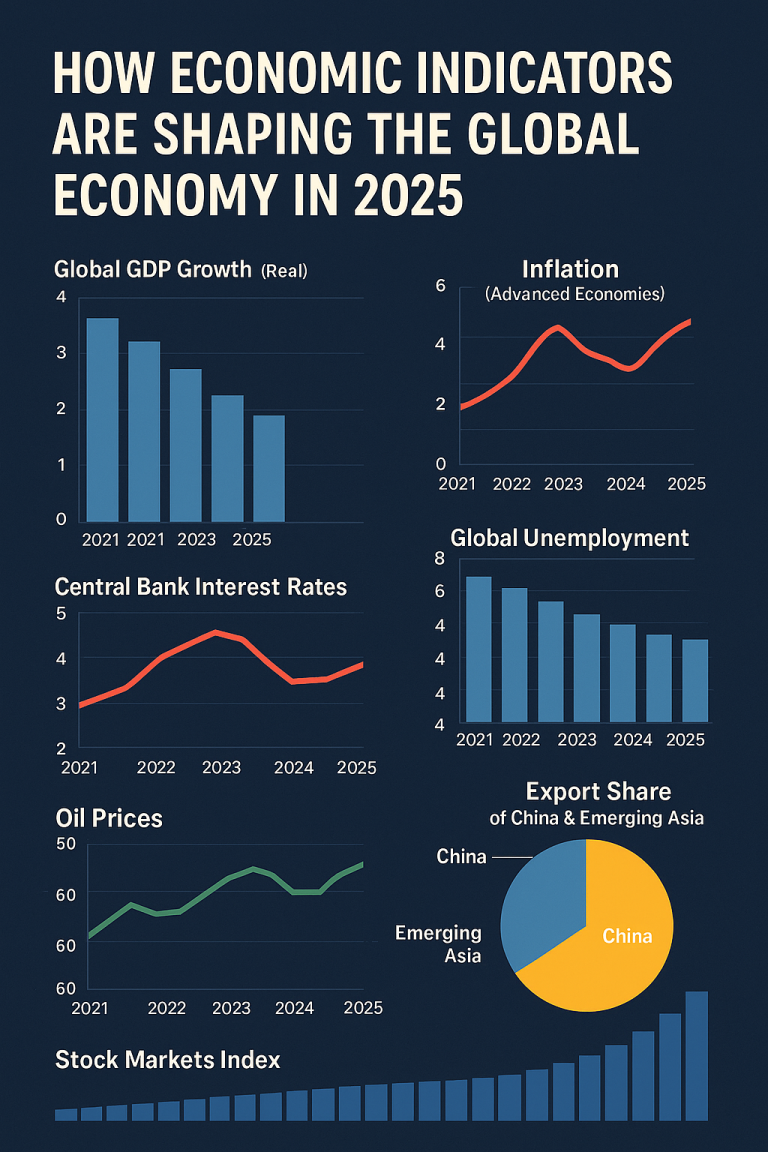 Economic indicators influencing the global economy in 2025, showcasing trends and data visualizations.