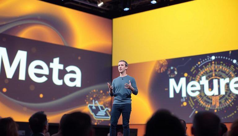 Mark Zuckerberg presenting Meta AI Future vision at a conference