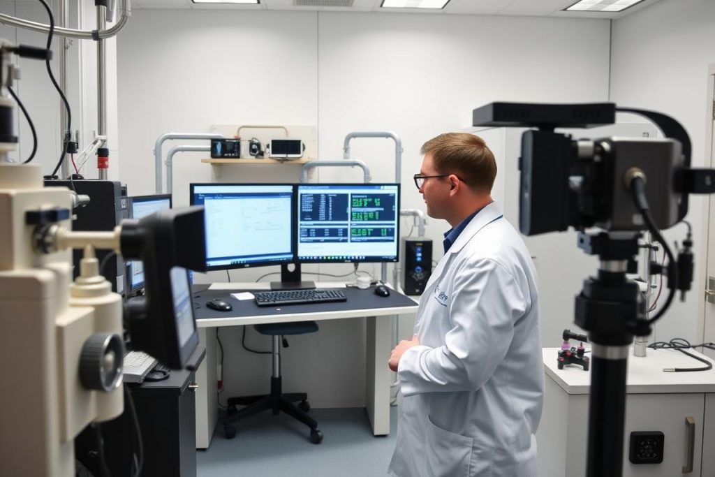 Engineers testing Rolls-Royce SMR safety systems in a laboratory environment