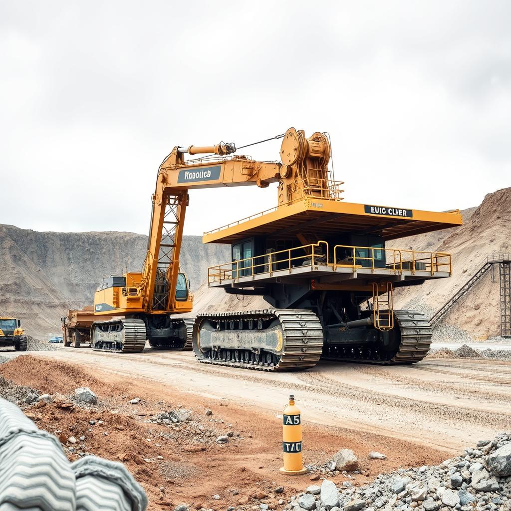 Mining and resources sector represented by excavator at mining site