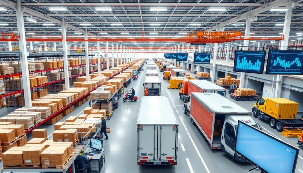 Modern supply chain operations showing logistics improvements contributing to UK Q2 2025 GDP growth