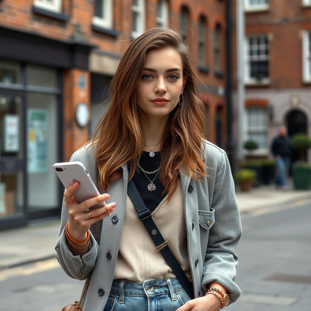 Portrait of a Gen Z fashion influencer showcasing thrifted outfits as part of the Gen Z UK thrifting boom