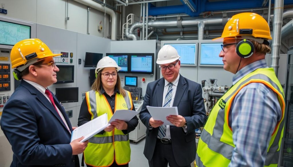 Regulatory officials inspecting Rolls-Royce SMR safety systems during approval process