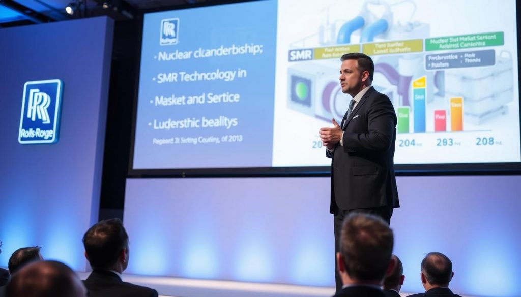 Rolls-Royce CEO Tufan Erginbilgic presenting the company's nuclear market leadership vision to investors