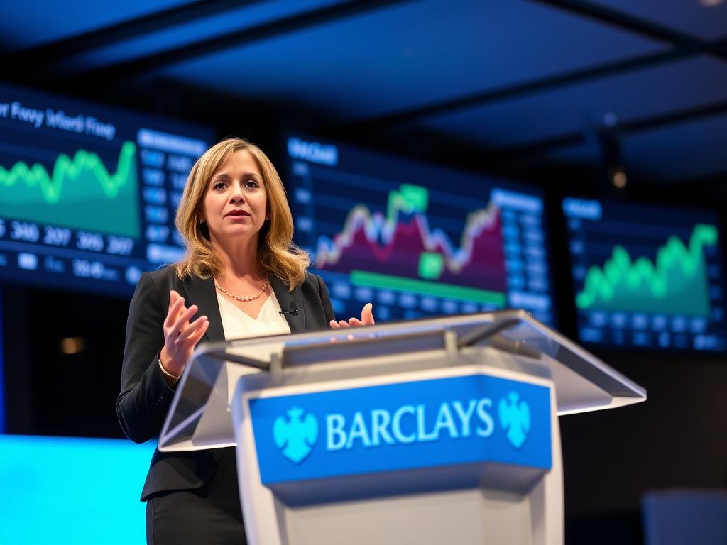 Sasha Wiggins speaking about Barclays retail investment drive at conference