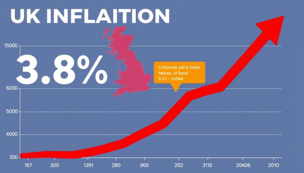 UK inflation data showing rise to 3.8% with consumer price index breakdown
