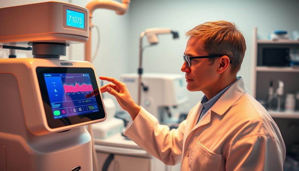 A clinical laboratory setting with a technician carefully operating a state-of-the-art antioxidant measurement device. The device uses advanced spectroscopic analysis to precisely quantify the user's antioxidant levels, displayed on a sleek digital interface. Warm, focused lighting illuminates the technician's attentive expression as they interpret the real-time data, conveying the importance of this personalized health metric. In the background, medical equipment and instruments suggest a professional, scientific environment dedicated to optimizing the user's well-being. A clinical laboratory setting with a technician carefully operating a state-of-the-art antioxidant measurement device. The device uses advanced spectroscopic analysis to precisely quantify the user's antioxidant levels, displayed on a sleek digital interface. Warm, focused lighting illuminates the technician's attentive expression as they interpret the real-time data, conveying the importance of this personalized health metric. In the background, medical equipment and instruments suggest a professional, scientific environment dedicated to optimizing the user's well-being.