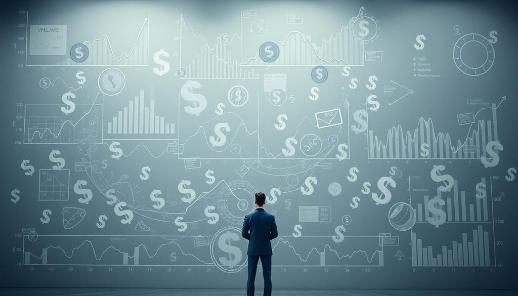 A detailed analysis of the economic outlook, with graphs, charts, and data visualizations floating against a muted, professional background. In the foreground, a thoughtful figure stands amidst swirling currency symbols and economic indicators, contemplating the intricacies of inflation, interest rates, and policy responses. The lighting is soft and directional, highlighting the analytical nature of the scene. The camera angle is slightly elevated, conveying a sense of authority and insight. The overall atmosphere is one of careful consideration and strategic planning, reflecting the seriousness of the subject matter.