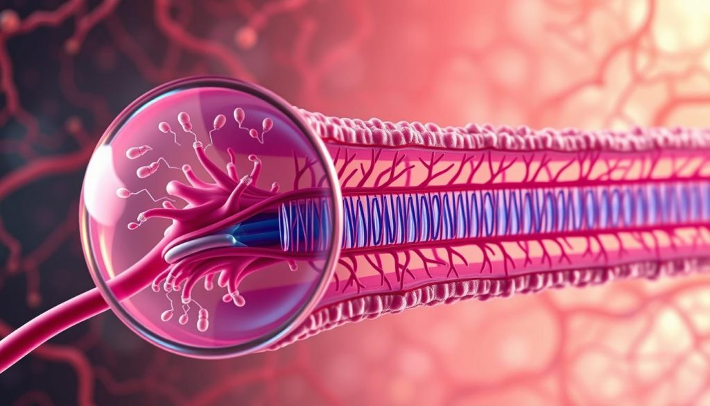 A detailed cross-section of the blood-brain barrier, showcasing its intricate structure and function. In the foreground, a magnified view of the endothelial cells, tight junctions, and associated pericytes, artfully rendered with a scientific yet aesthetic style. The middle ground depicts the complex interplay of signaling molecules, transporters, and enzymatic barriers that regulate the selective permeability of the barrier. In the background, a subtle network of cerebral blood vessels and neural tissue, bathed in a soft, warm lighting that conveys the delicate balance of the brain's protective mechanisms. The overall composition highlights the advanced technological insights that enable targeted therapies to modulate the blood-brain barrier and combat neurodegenerative conditions.